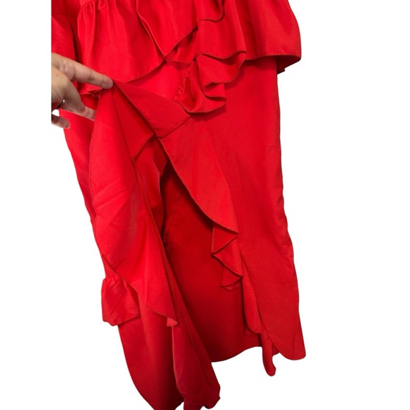 Shein beautiful long red skirt with ruffles, open leg,‎ size L - Picture 8 of 15